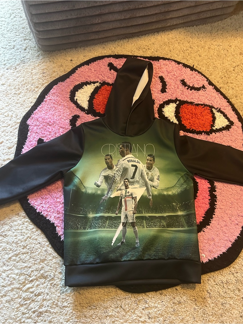 Kids Black & Green Soccer Graphic Hoodie
